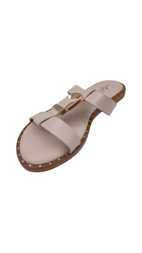 STILL Sandali Donna Bassi con Fasce e Maxi Fibbia Decorativa