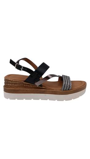Sandali Donna Platform con Strass e Cinturino Regolabile