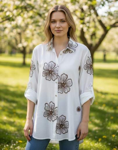 STILL Camicia Fantasia Floreale – Blusa Leggera e Versatile