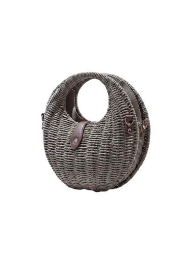 STILL Borsa Donna Tonda in Paglia con Tracolla Regolabile