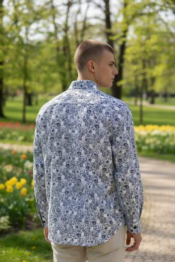 STILL Camicia Uomo Fantasia Floreale – Camicia Slim Fit Manica Lunga Casual Elegante
