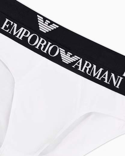 Emporio Armani Slip Uomo Bi-Pack da 2 in Cotone Elasticizzato con Logo