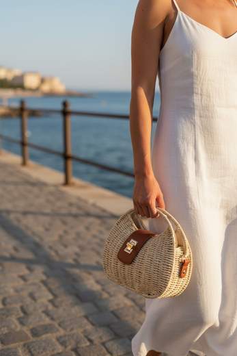 STILL Borsa Donna Intrecciata con Manico e Tracolla
