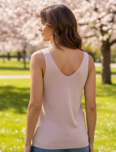 STILL Top Donna in Maglia – Canotta Scollo a V in Tessuto Leggero