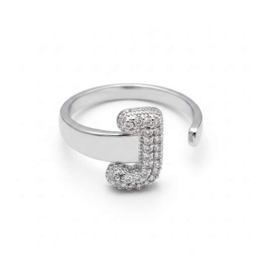 STILL Anello Donna Regolabile con Iniziale e Strass