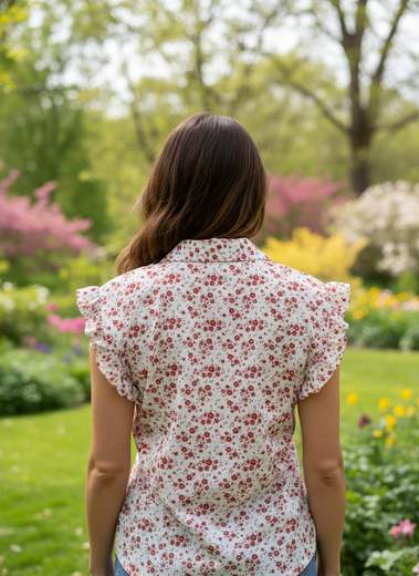 Camicia Donna a Pois con Nodo e Volant