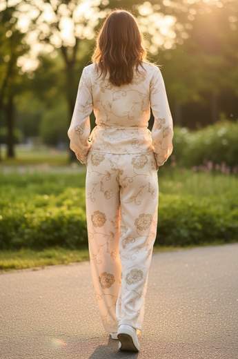 STILL Completo Donna Estivo con Pantalone Palazzo e Blusa Ricamata