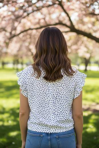 STILL Camicia Donna a Pois con Nodo e Maniche Volant – Blusa Leggera Primavera Estate