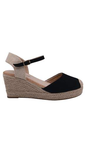 Espadrillas Donna con Zeppa Comoda Nero e Beige