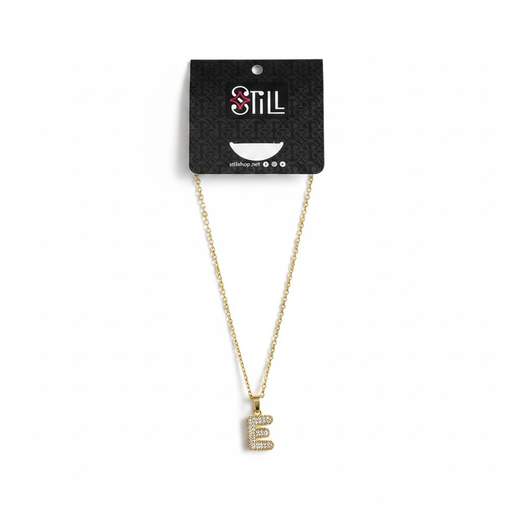 STILL Collana Donna con Ciondolo a Lettera e Strass – Oro e Argento