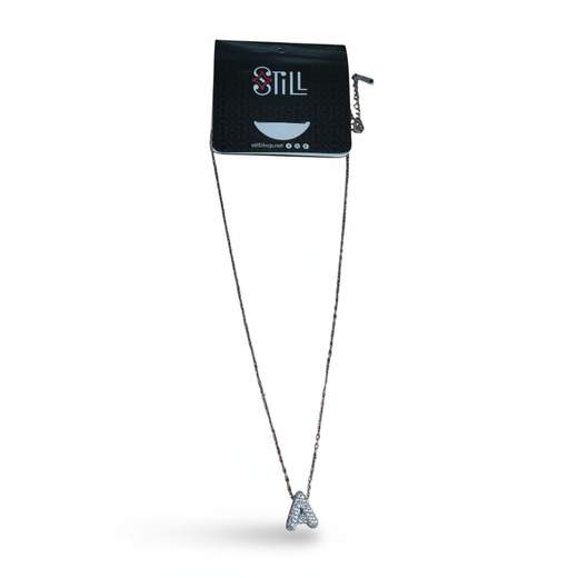 STILL Collana Donna con Ciondolo a Lettera e Strass – Oro e Argento
