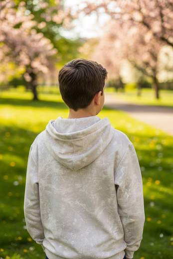 STILL Felpa Bambino Marble Grey con Cappuccio - Hoodie Junior Effetto Lavato
