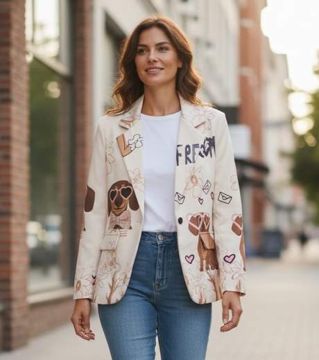 STILL Giacca Fantasia con Cagnolino