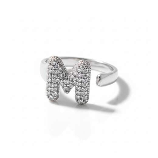 STILL Anello Donna Regolabile con Iniziale e Strass