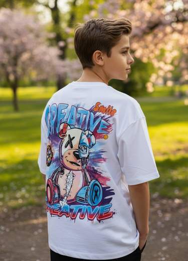 STILL T-Shirt Bambino Bianca Stampa Grafica – Maglietta Junior Streetwear