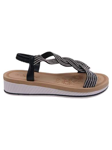 Sandali Donna Bassi con Fasce Intrecciate e Strass