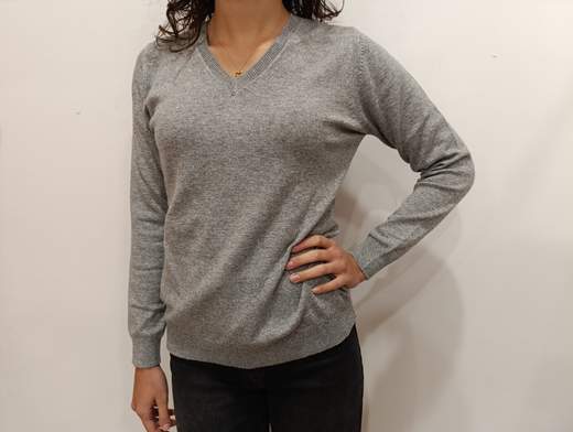 blu cashmere scollo a v misto cachemire ID118