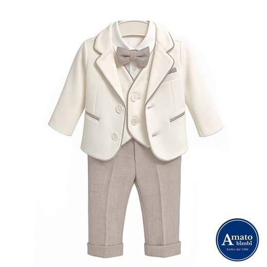 Vestito Per Battesimo, Vestito Da Festa, Completo Per Bambino, 5 Pz - 12