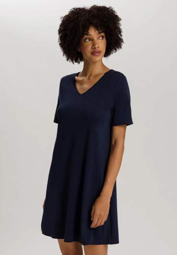 Hanro 074814 Cotton Silk - Camicia da notte maniche corte 90 cm