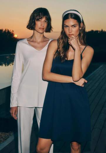 Hanro 074813 Cotton Silk - Camicia da notte con bretelline 95 cm