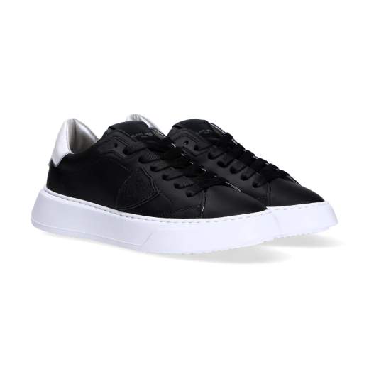 PHILIPPE MODEL SNEAKERS TEMPLE LOW MAN VEAU NOIR BLANC U