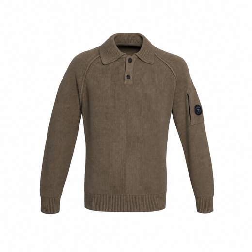 C.P. COMPANY CHENILLE COTTON POLO SWEATER