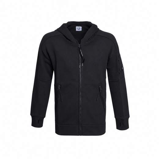 C.P. COMPANY DIAGONAL RAISED FLEECE HOODED ZIP SWEATSHIRT