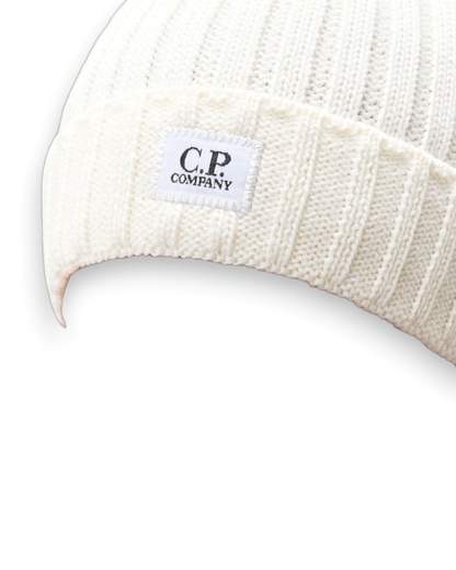 C.P. COMPANY EXTRAFINE MERINO WOOL LOGO BEANIE