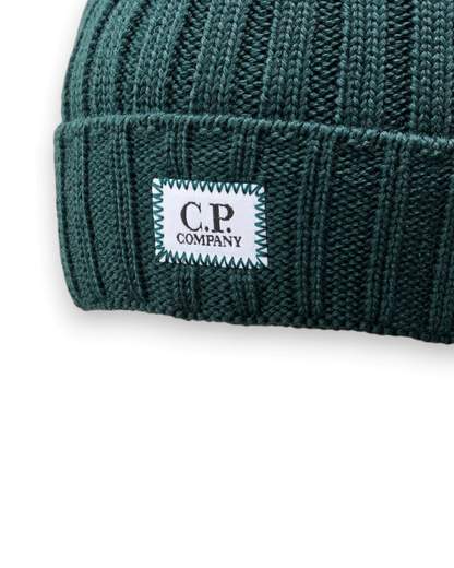 C.P. COMPANY EXTRAFINE MERINO WOOL LOGO BEANIE