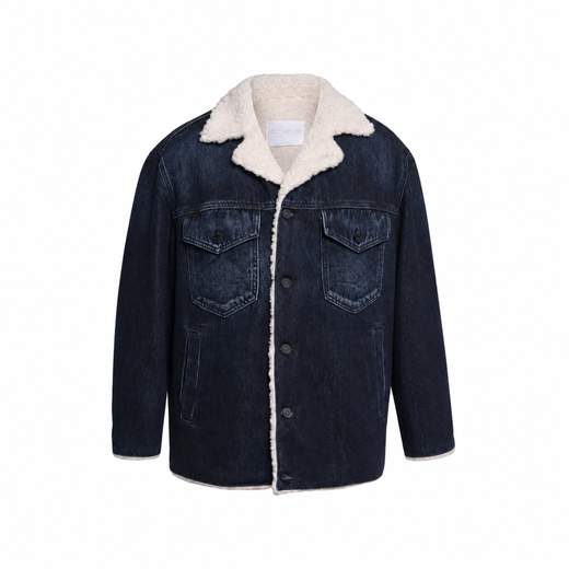 DONDUP OVERSIZED JACKET BLUE COTTON