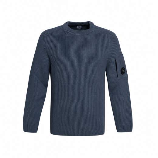 C.P. COMPANY FULL RIB COTTON LENS CREWNECK SWEATER