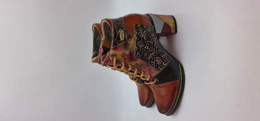 LAURA VITA STIVALETTO IN PELLE E TESSUTO STAMPATI