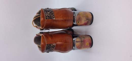 LAURA VITA STIVALETTO IN PELLE E TESSUTO STAMPATI