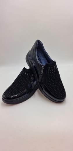 MELLUSO SLIP ON IN VERNICE CAMOSCIO E STRASS