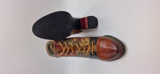 LAURA VITA STIVALETTO IN PELLE E TESSUTO STAMPATI