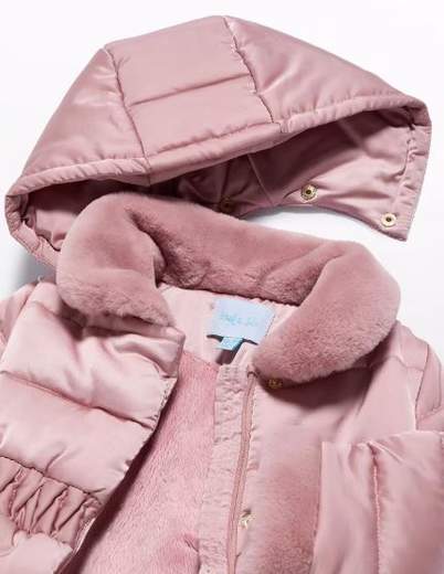 Giaccone satinato pellicciotto neonata