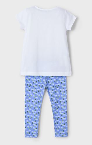 Completo leggings alla caviglia e maglietta stampata bambina