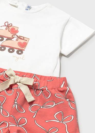 Completo pantaloncino stampato e maglietta neonata