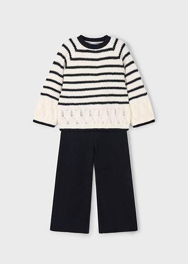 Completo pantalone e maglione righe neonata