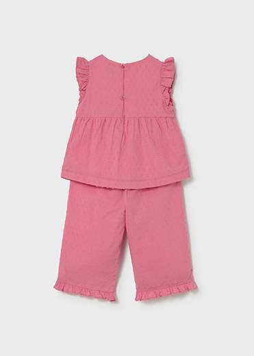 Completo con volant pantalone e blusa neonata