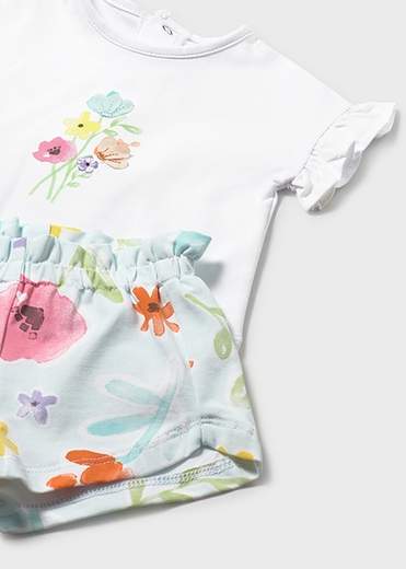 Completo shorts stampati e maglietta neonata