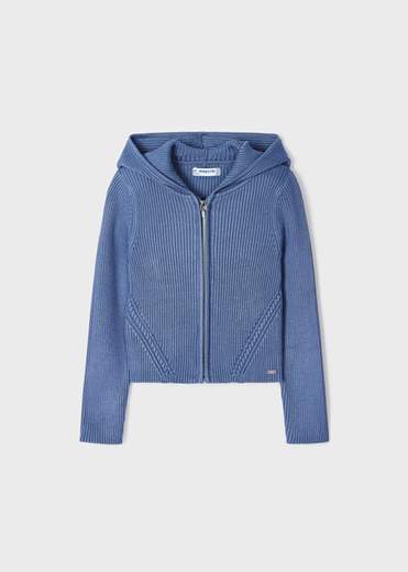 Giacca in Maglia zip e cappuccio bimba