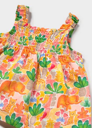Vestito stampato con fascia abbinata neonata