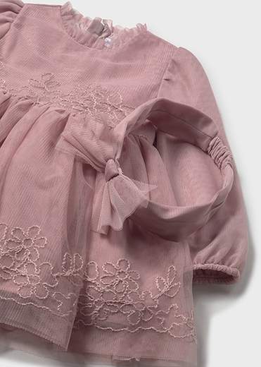 Vestito cerimonia tulle ricamato neonata