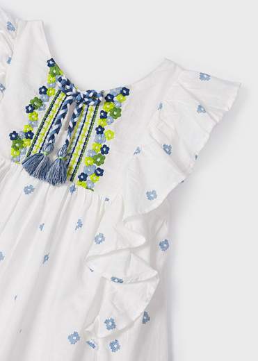 Vestito Stampato con Ricami Bambina