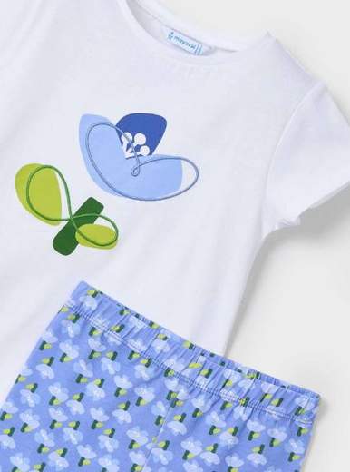 Completo leggings alla caviglia e maglietta stampata bambina