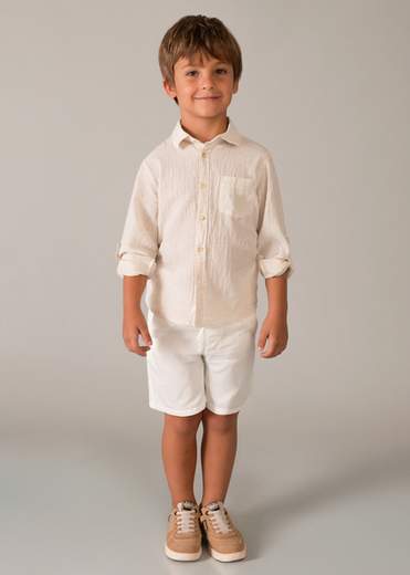 Camicia in lino manica lunga bambino