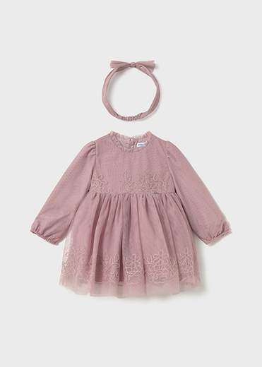 Vestito cerimonia tulle ricamato neonata