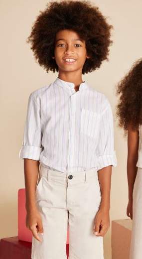 Camicia manica lunga colletto coreana ragazzo