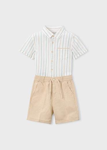 Completo bermuda e camicia in lino bambino